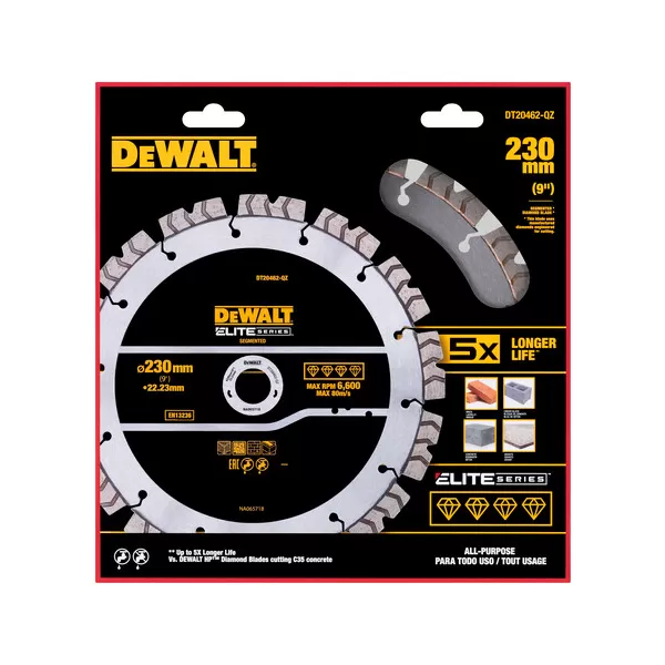 Diamantový kotouč DeWalt ELITE SERIES 230×22,23mm pro řezání betonu DT20462